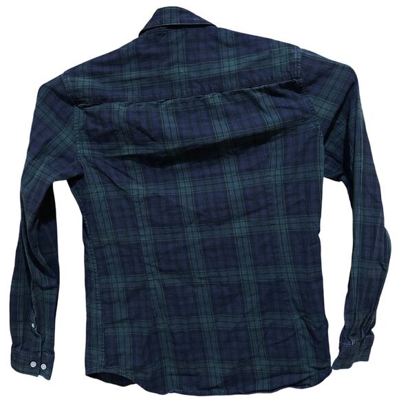 ASOS Men Shirt Size L Green Blue Plaid Button Up Long Sleeve Cotton Preppy - Picture 4 of 9